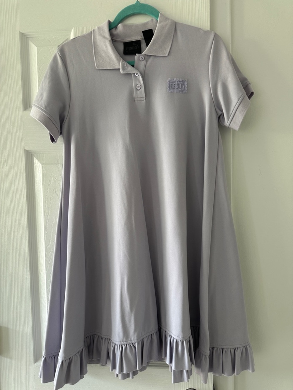 Women's Lilac Polo Ruffle-Hem Dress
